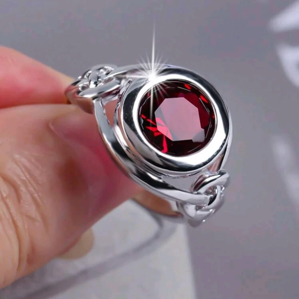SALE ** BRAND NEW ** Elegant Silver Ring with Ruby Topaz Gemstone